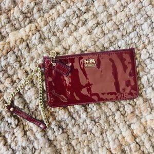 Coach Madison Chain Wristlet Wallet Crimson